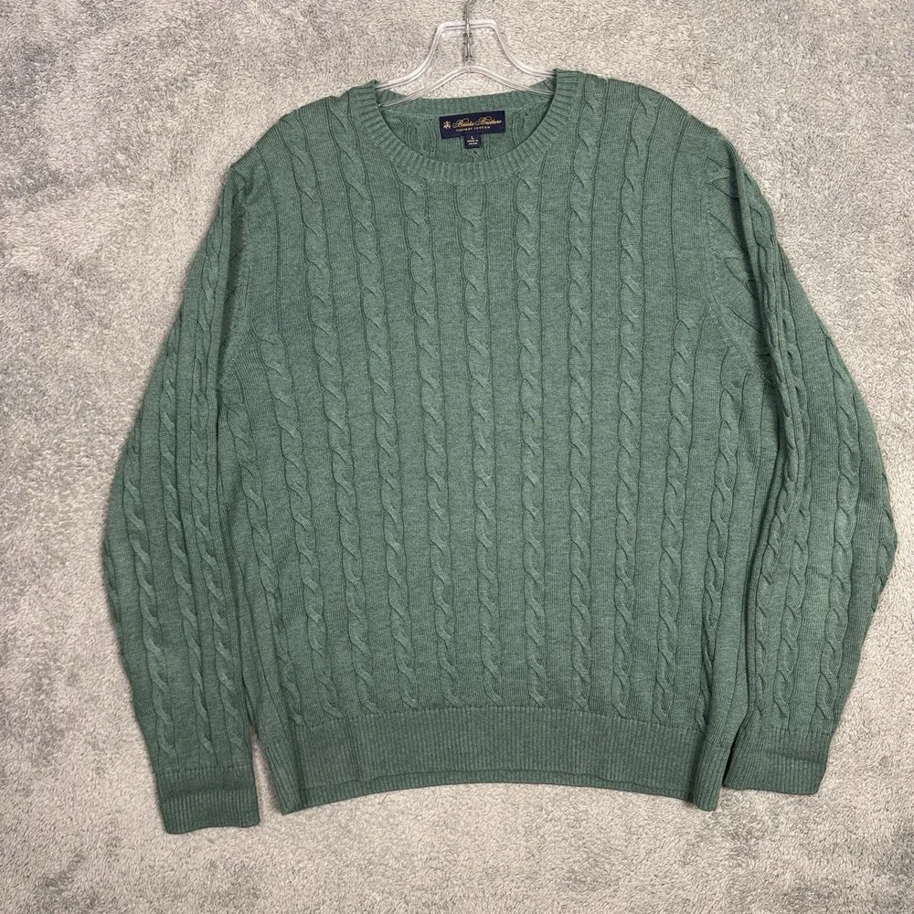 Brooks Brothers Sweater Men L Cable Knit Crewneck Supima Jumper Pullover Speckal